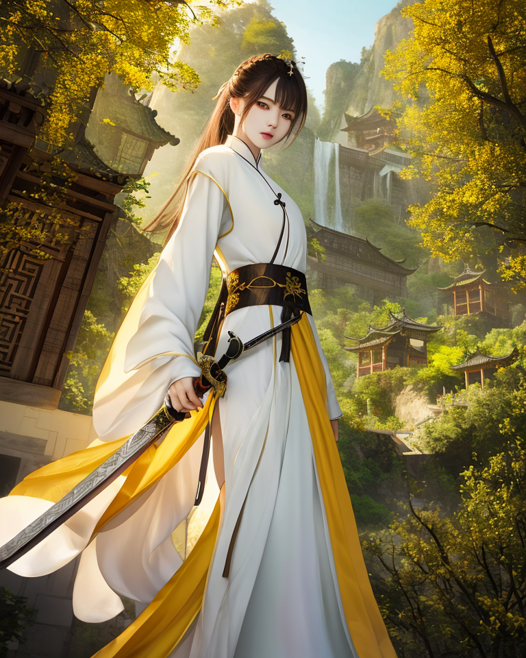 00360-2122797476-best quality, masterpiece, highres,holding sword,chinese clothes,yellow Taoist robes,beautiful face,ginkgo trees,.png